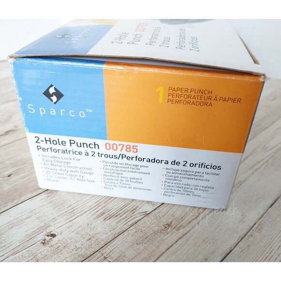 Sparco Paper Punch Two Hole Black 00785 Metal 30 Sheet Capacity ¼” Hole Size - Picture 5 of 11